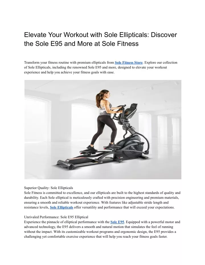 elevate your workout with sole ellipticals