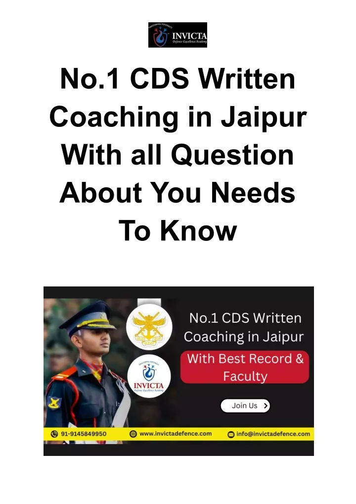 no 1 cds written coaching in jaipur with