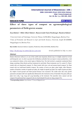 Effect of three types of compost on agromorphological parameters of field-grown