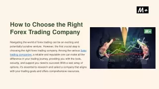 How to Choose the Right Forex Trading Company
