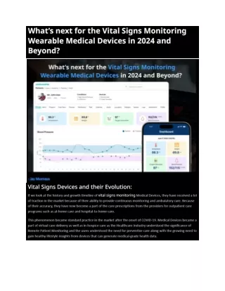 What’s next for the Vital Signs Monitoring Wearable Medical Devices in 2024 and Beyond