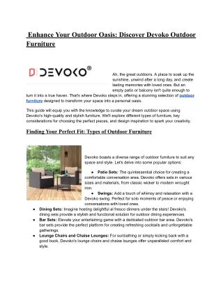 _Enhance Your Outdoor Oasis_ Discover Devoko Outdoor Furniture