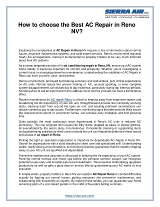 How to choose the Best AC Repair in Reno NV?