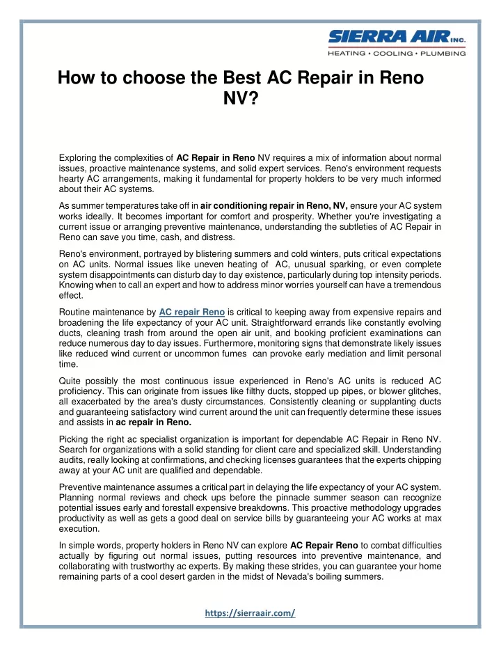 how to choose the best ac repair in reno nv