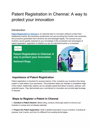 Patent Registration in Chennai_ A way to protect your innovation