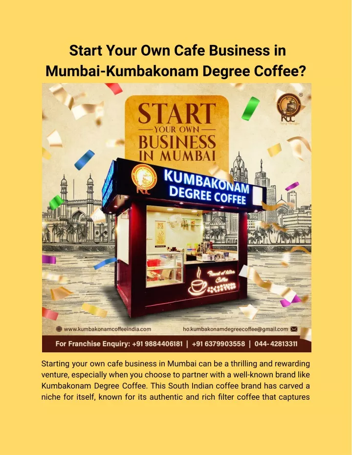 start your own cafe business in mumbai kumbakonam