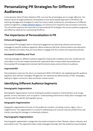 Personalizing PR Strategies for Different Audiences