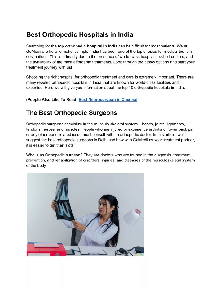 best orthopedic hospitals in india