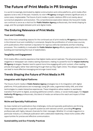 The Future of Print Media in PR Strategies
