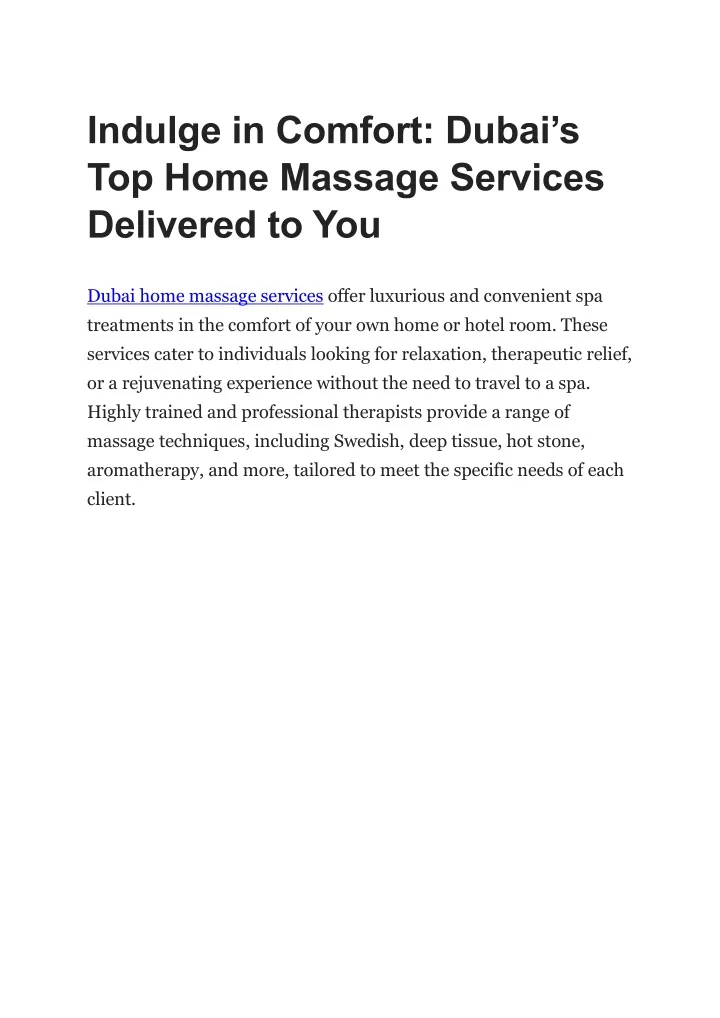 indulge in comfort dubai s top home massage