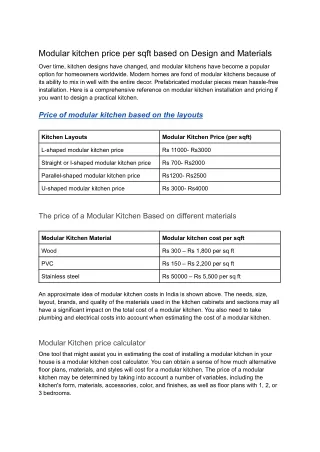 modular kitchen price