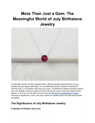 "Elegant July Birthstone Jewelry for Every Occasion"