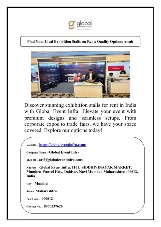 Find Your Ideal Exhibition Stalls on Rent: Quality Options Await