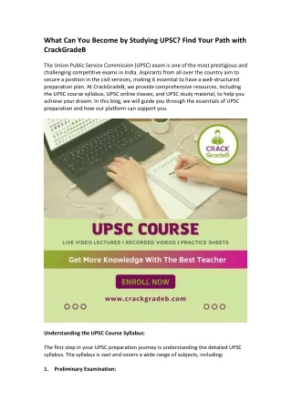 what can you become by studying upsc find your