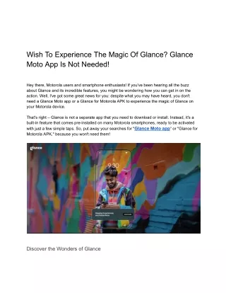 wish to experience the magic of glance glance