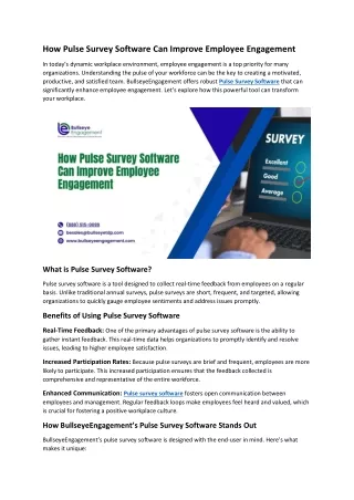 How Pulse Survey Software Can Improve Employee Engagement
