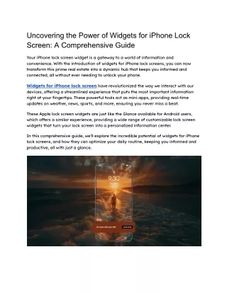 uncovering the power of widgets for iphone lock