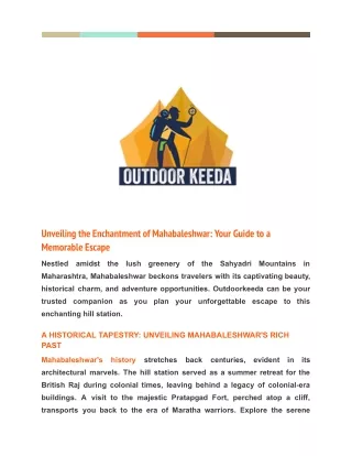 Explore Mahabaleshwar: The Queen of Hill Stations in Maharashtra-outdoorkeeda