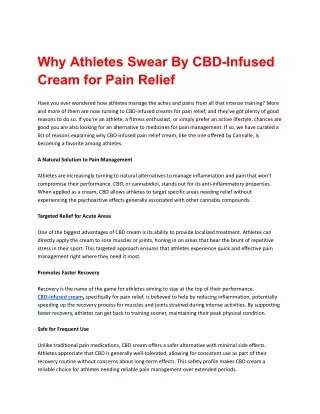 Why Athletes Swear By CBD-Infused Cream for Pain Relief