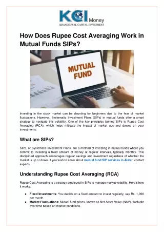 How Does Rupee Cost Averaging Work in Mutual Funds SIPs