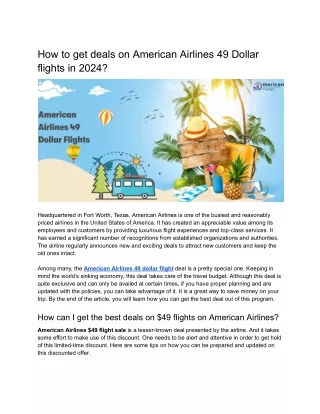 How to get deals on American Airlines 49 Dollar flights in 2024