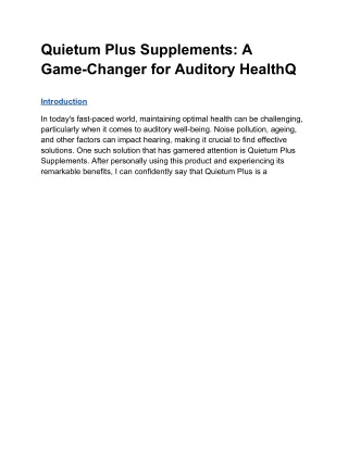 Quietum Plus Supplements_ A Game-Changer for Auditory HealthQ