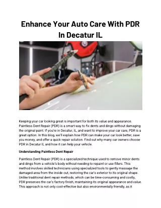 Enhance Your Auto Care With PDR In Decatur IL