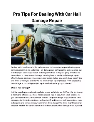 pro tips for dealing with car hail damage repair