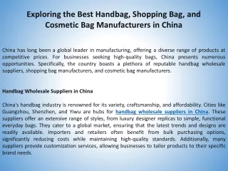 Exploring the Best Handbag, Shopping Bag, and Cosmetic Bag Manufacturers in China