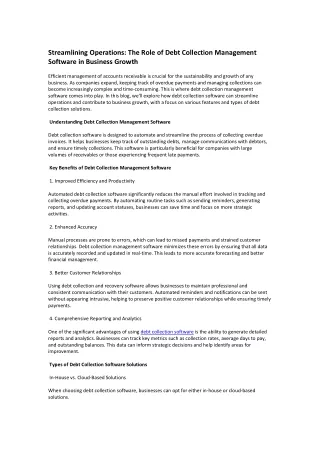 The Role of Debt Collection Management Software in Business Growth