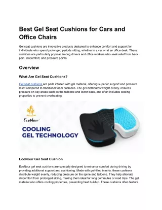 Best Gel Seat Cushions for Cars and Office Chairs