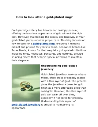 How to look after a gold-plated ring