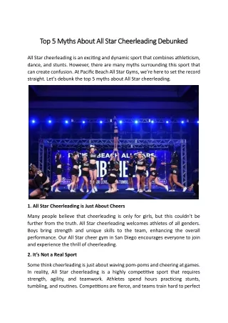 Top 5 Myths About All Star Cheerleading Debunked