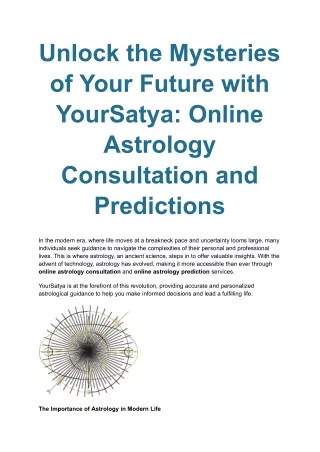 Unlock the Mysteries of Your Future with YourSatya_ Online Astrology Consultation and Predictions