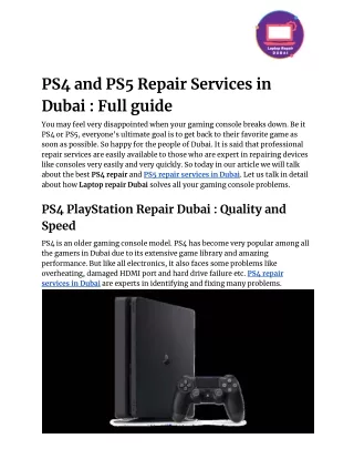 Dubai's Best PS4 and PS5 Repair Services in Dubai