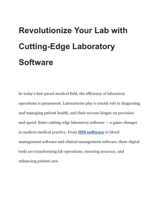 Revolutionize Your Lab with Cutting-Edge Laboratory Software
