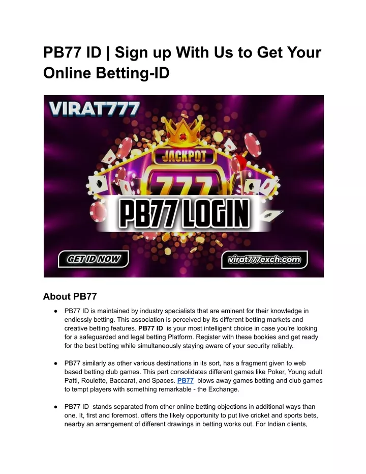 pb77 id sign up with us to get your online