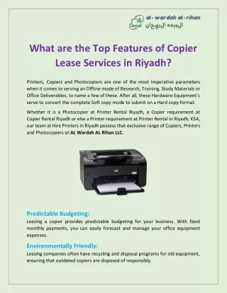 what are the top features of copier lease