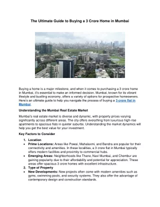 The Ultimate Guide to Buying a 3 Crore Home in Mumbai