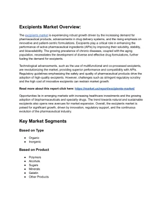 excipients market overview