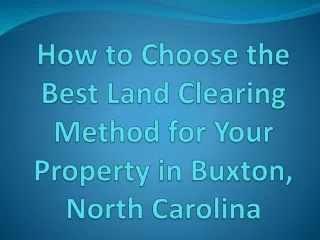 How to Choose the Best Land Clearing Method for Your Property in Buxton, North Carolina