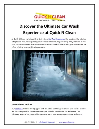 Discover the Ultimate Car Wash Experience at Quick N Clean