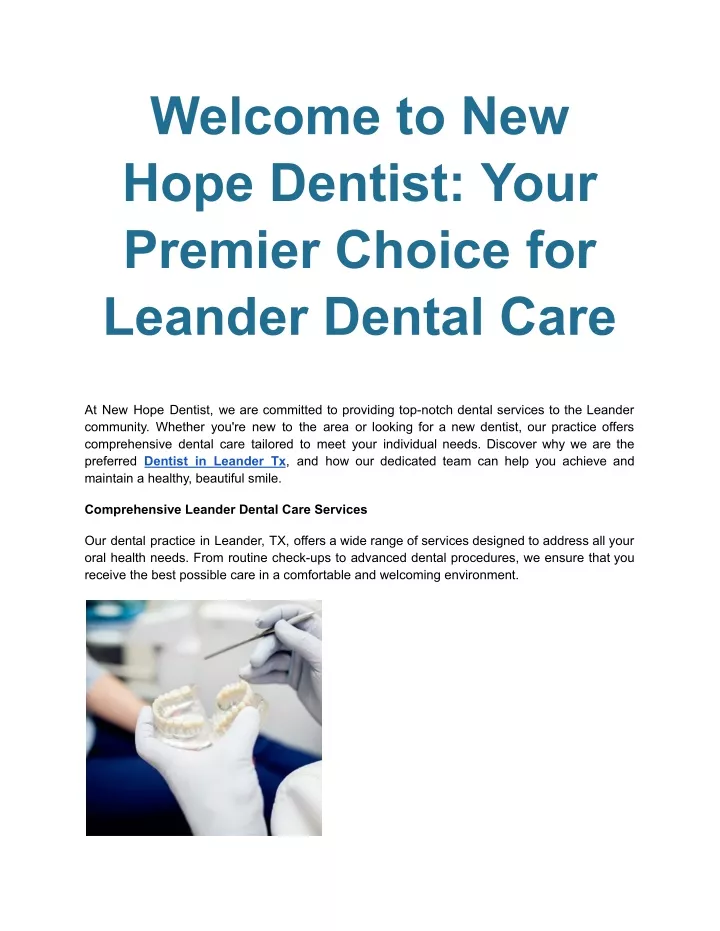 welcome to new hope dentist your premier choice