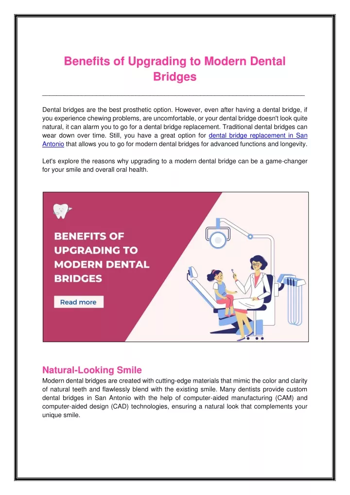 benefits of upgrading to modern dental bridges