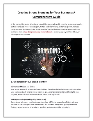Creating Strong Branding for Your Business: A Comprehensive Guide