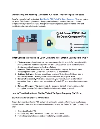 QuickBooks POS Failed To Open Company File Issues