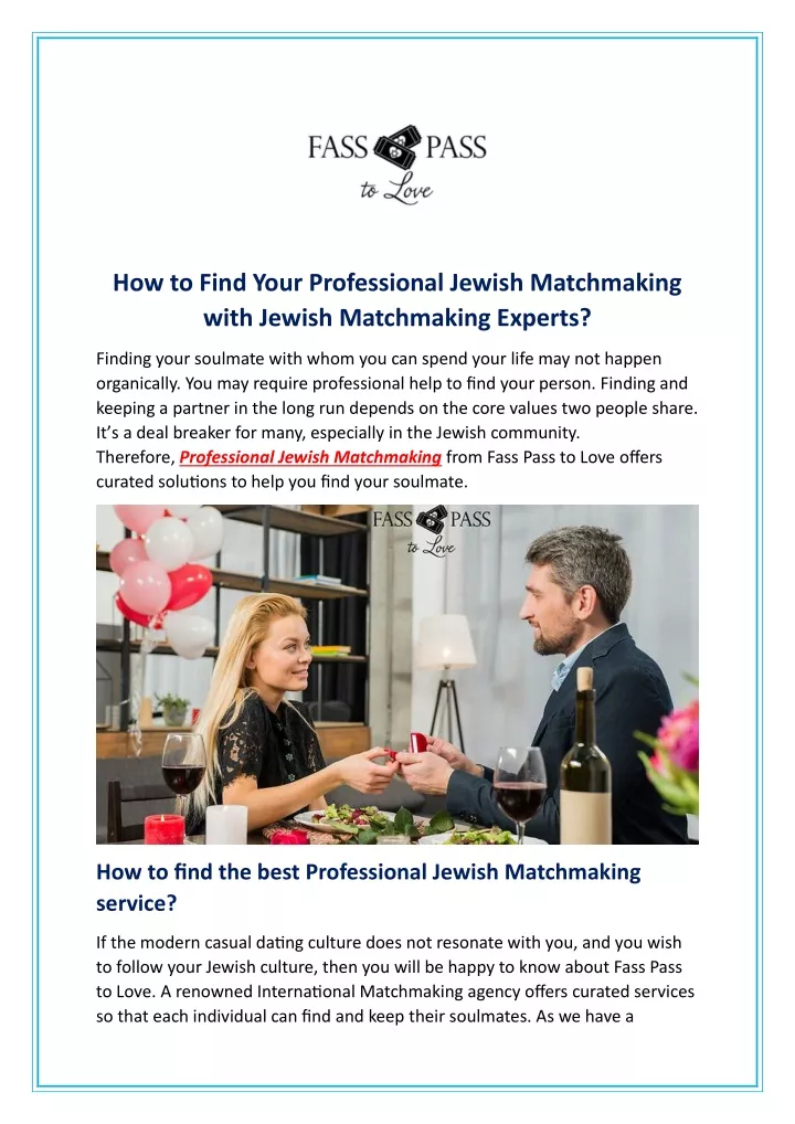 how to find your professional jewish matchmaking