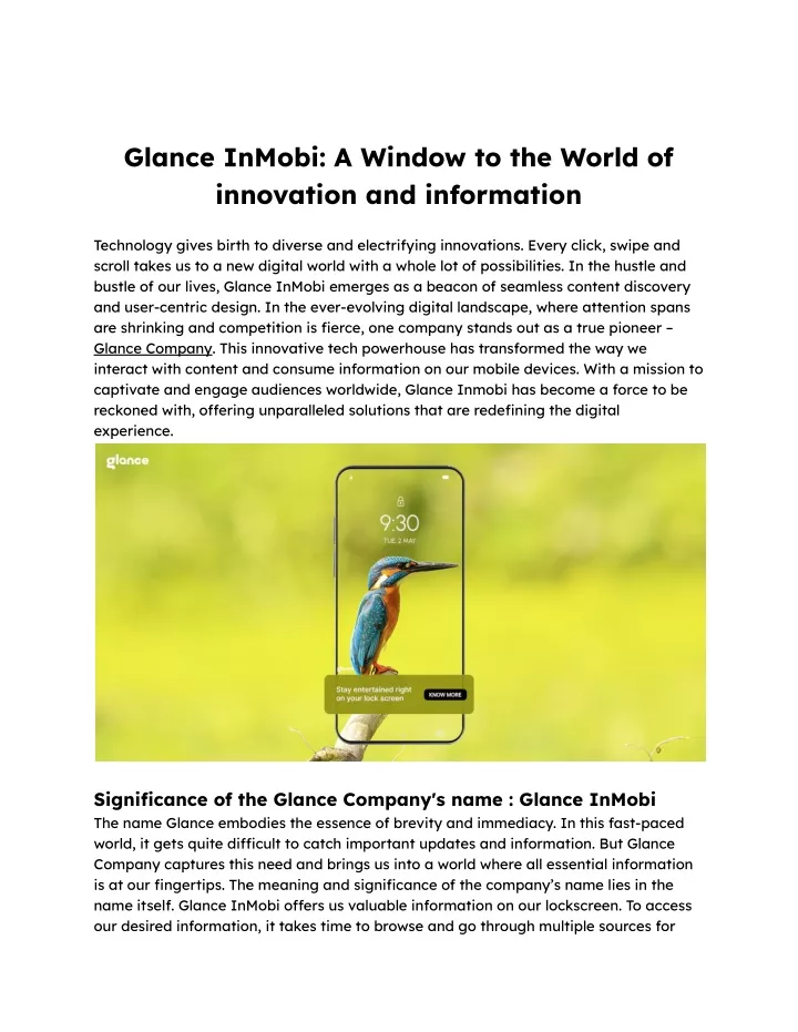 glance inmobi a window to the world of innovation