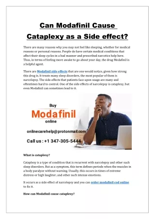can modafinil cause cataplexy as a side effect