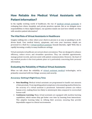 How Reliable Are Medical Virtual Assistants with Patient Information